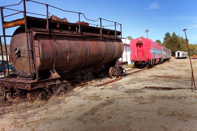 Explore old, abandoned train carts in the San Diego desert.