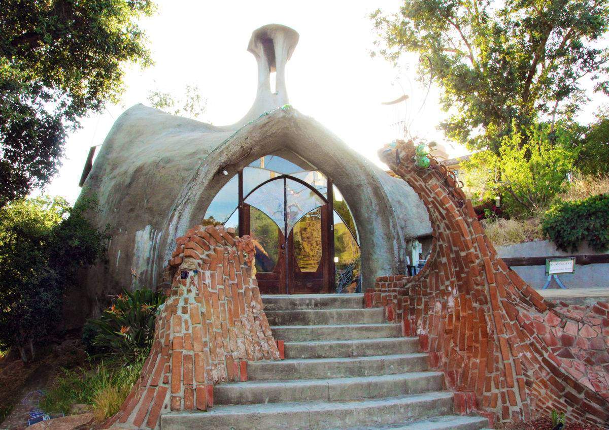 Stay at one of famous designer James Hubbell's homes in Alpine, named the Shire after its whimsical look!